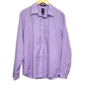 GAP Men's Casual Fitted Button Down Cotton Purple Shirt Size Medium